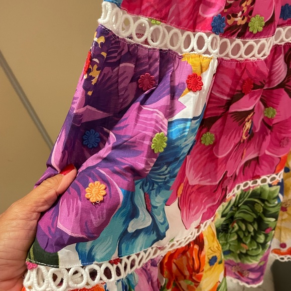 New Farm Rio Rainbow Chita Flower midi dress sz XL This dress is a show stopper! - Picture 10 of 15